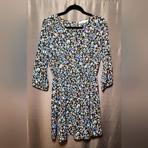 Lush Dress M Floral 3/4 Sleeve Mini